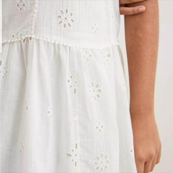 Aerie White Eyelet Cotton Sundress Adjustable Straps Lined Summer Dress Large - Picture 12 of 15
